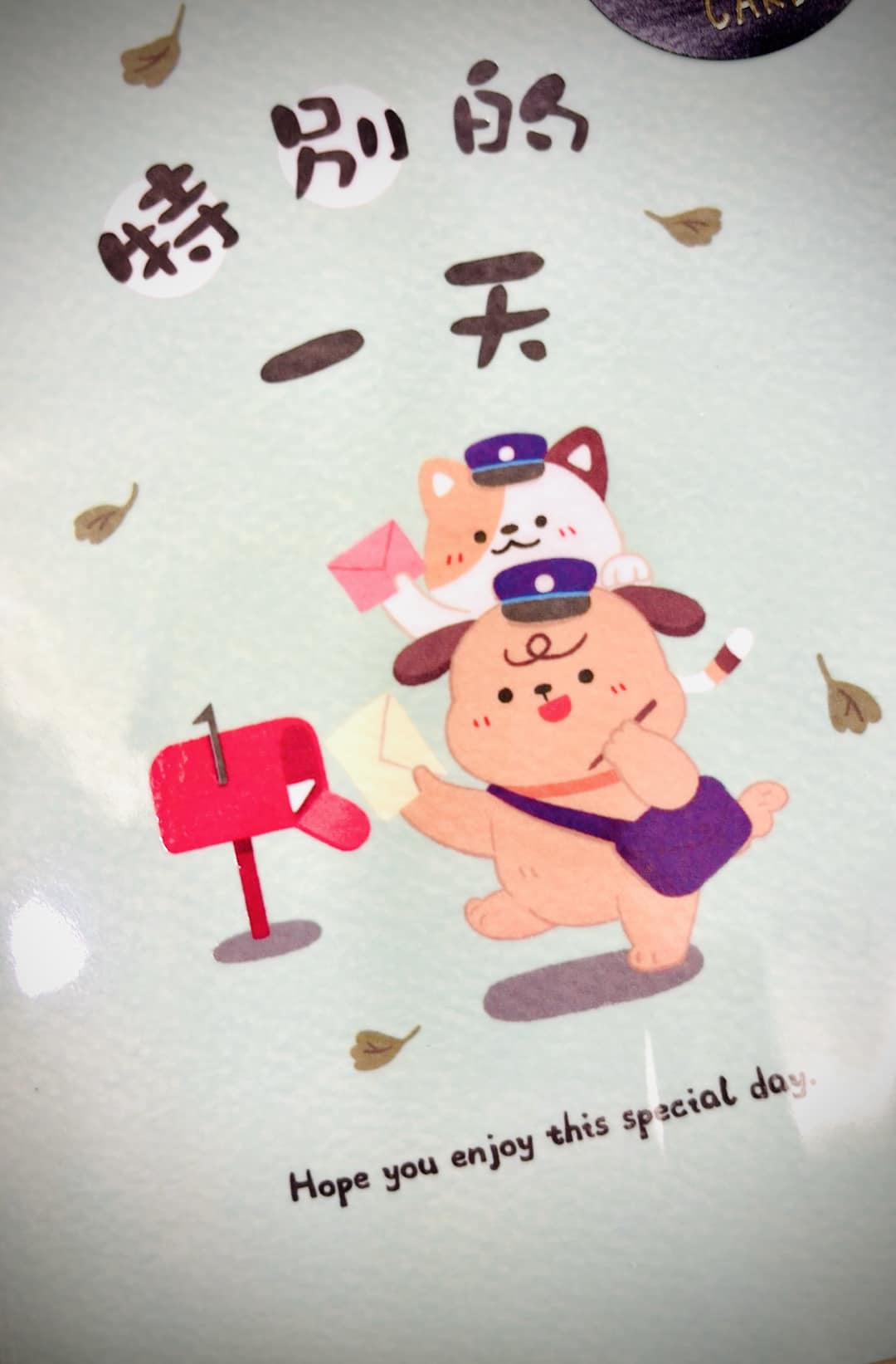 May be an illustration of text that says '別 的 特 一天 天 RS Hope you enjoy this special day.'